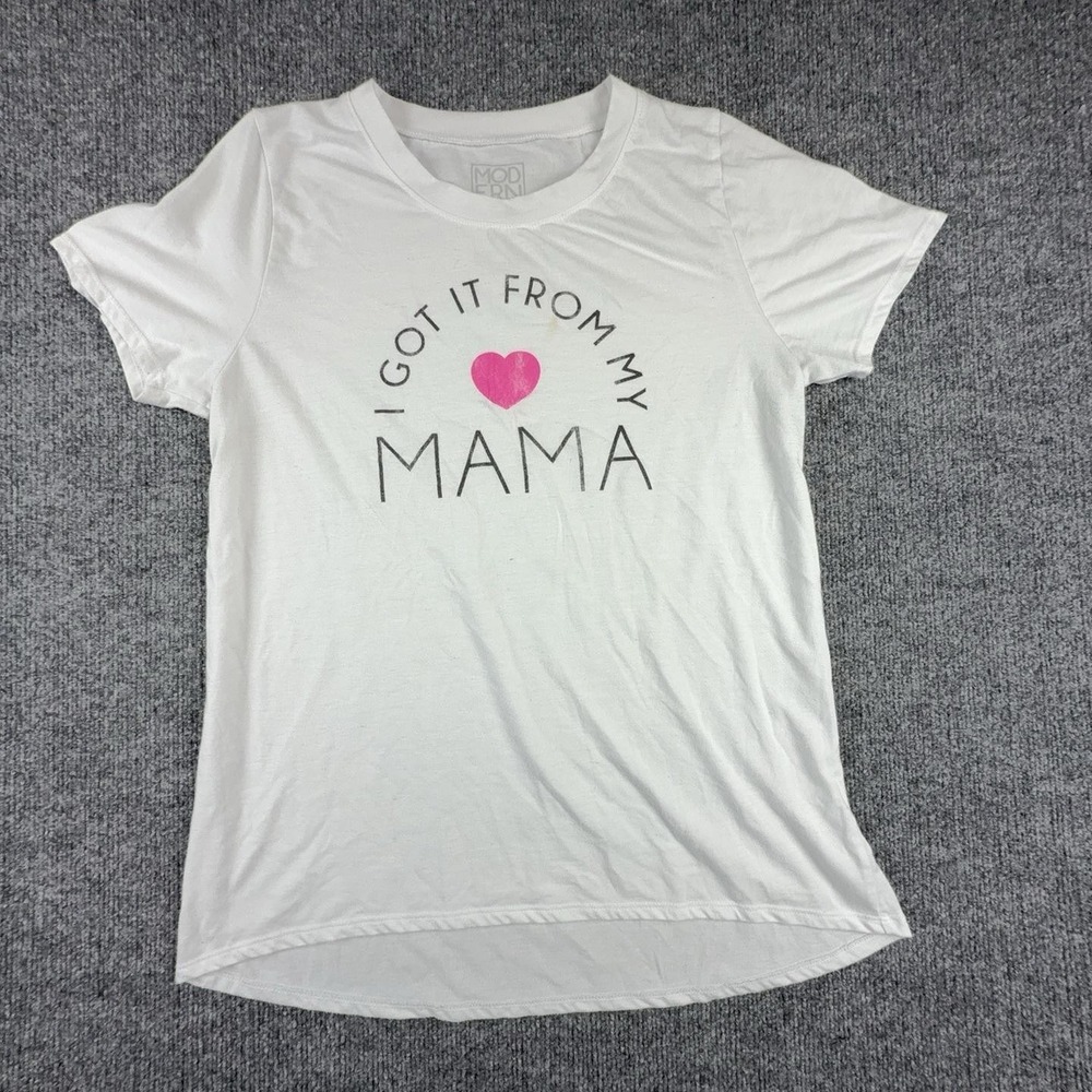 Modern Lux T-Shirt Womens XL White I Got It From My Mama Heart Graphic Top Tee